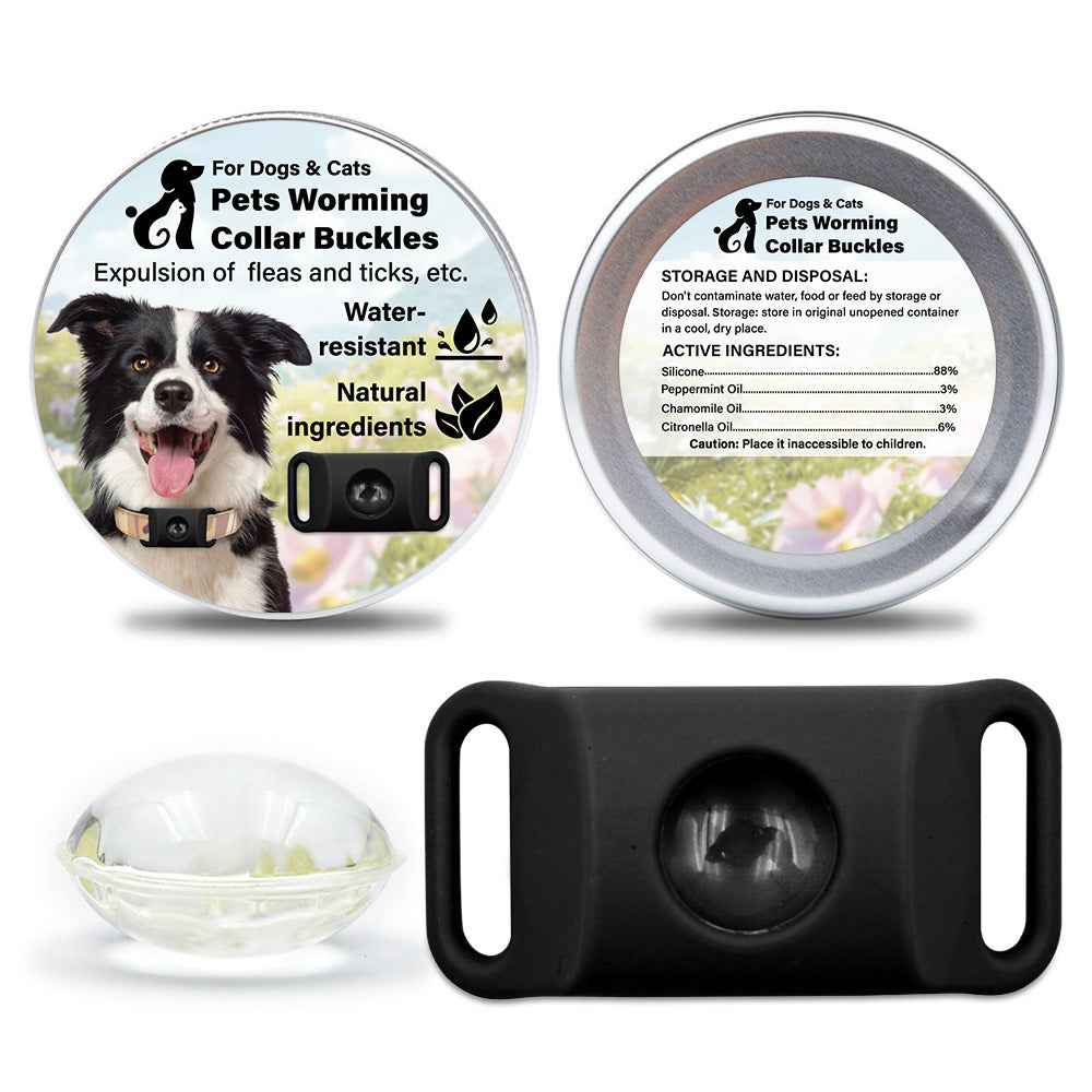 Pet Cat Dog Flea and Tick Prevention Silicone Collar with Insect Repellent Tag, Anti-Flea and Anti-Tick