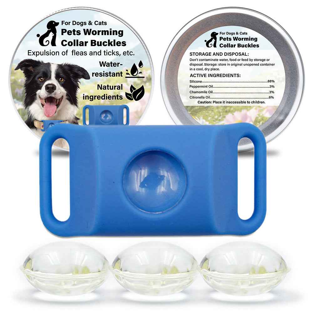 Pet Cat Dog Flea and Tick Prevention Silicone Collar with Insect Repellent Tag, Anti-Flea and Anti-Tick