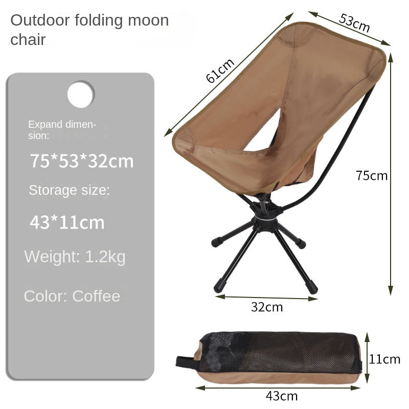 Outdoor Camping Picnic Folding Chair Umbrella Chair Aluminum Lightweight Portable Backrest Moon Chair by eprolo