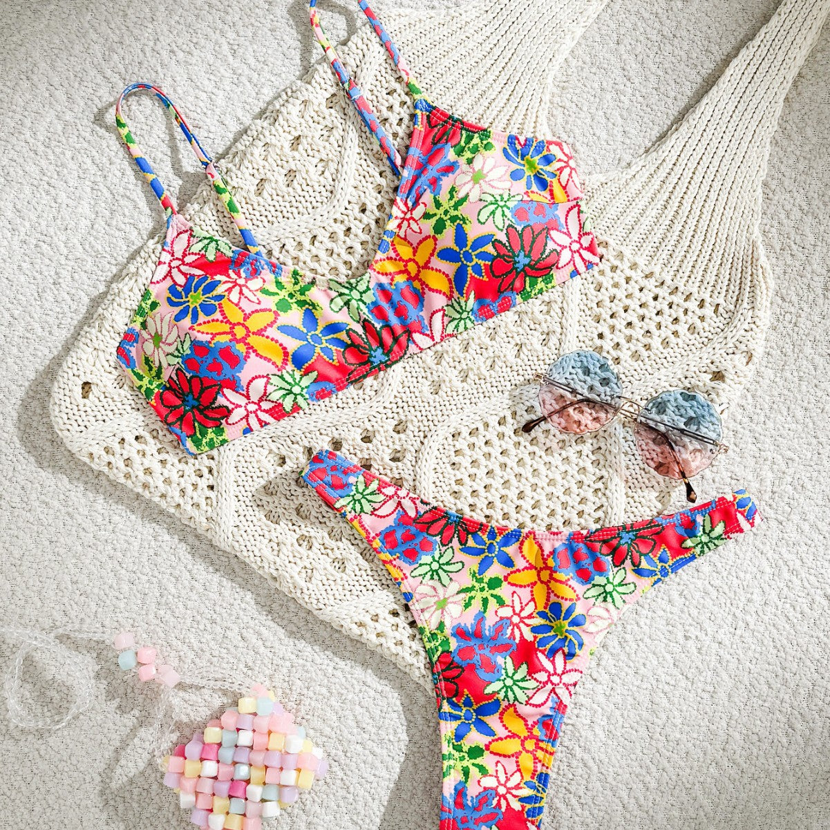 Bikini Swimwear, Sexy Printed Backless Beach Bikini Swimsuit