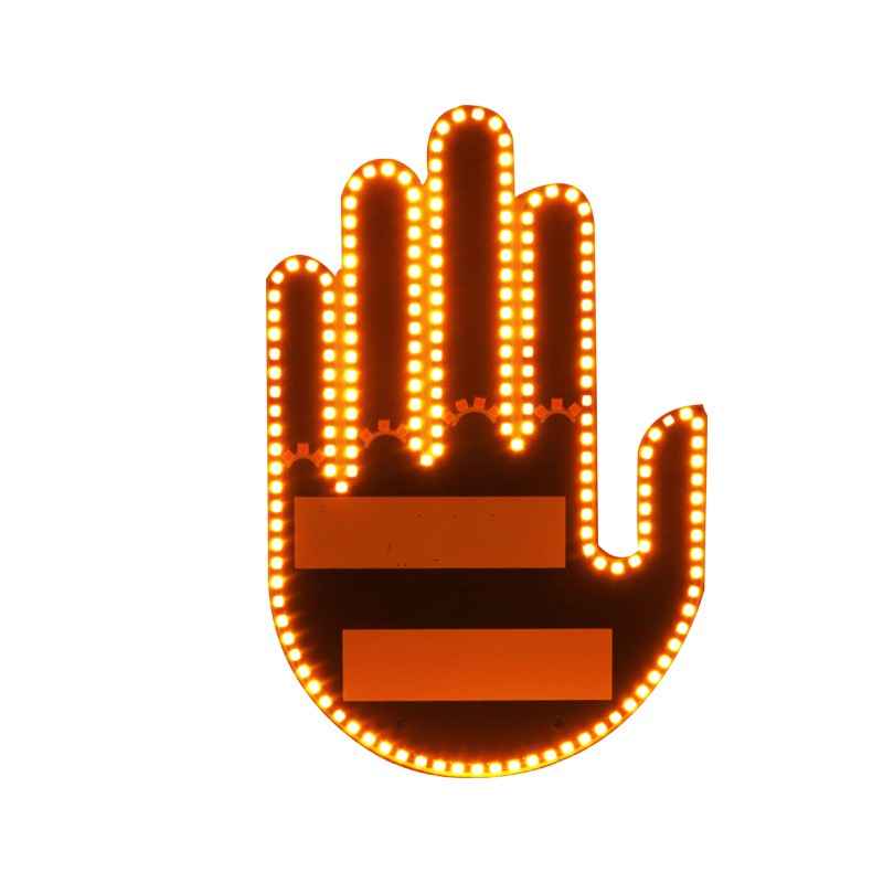 Funny LED Gesture Car Sign - 12V Novelty Middle Finger Back Window Light for All Cars