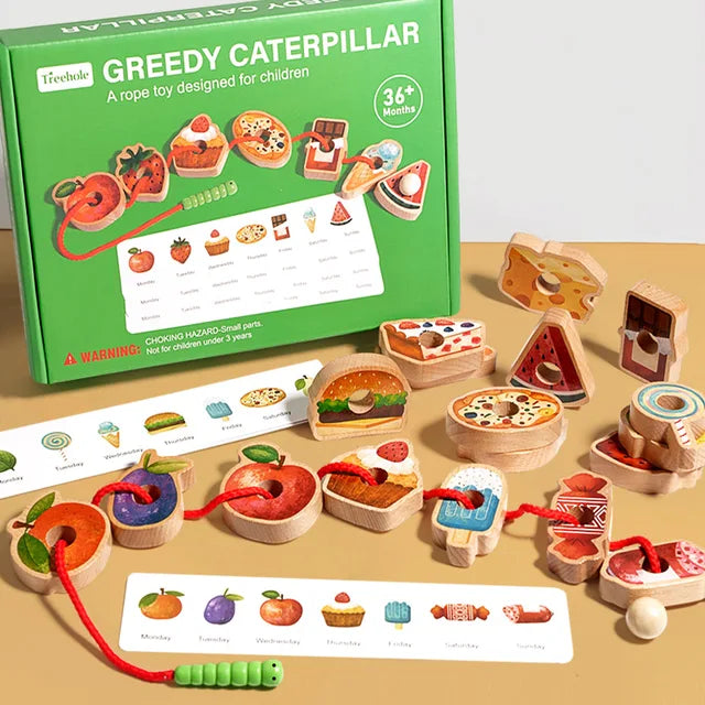 Early childhood education Greedy eating caterpillar string and bead game focus logical thinking training children's toys
