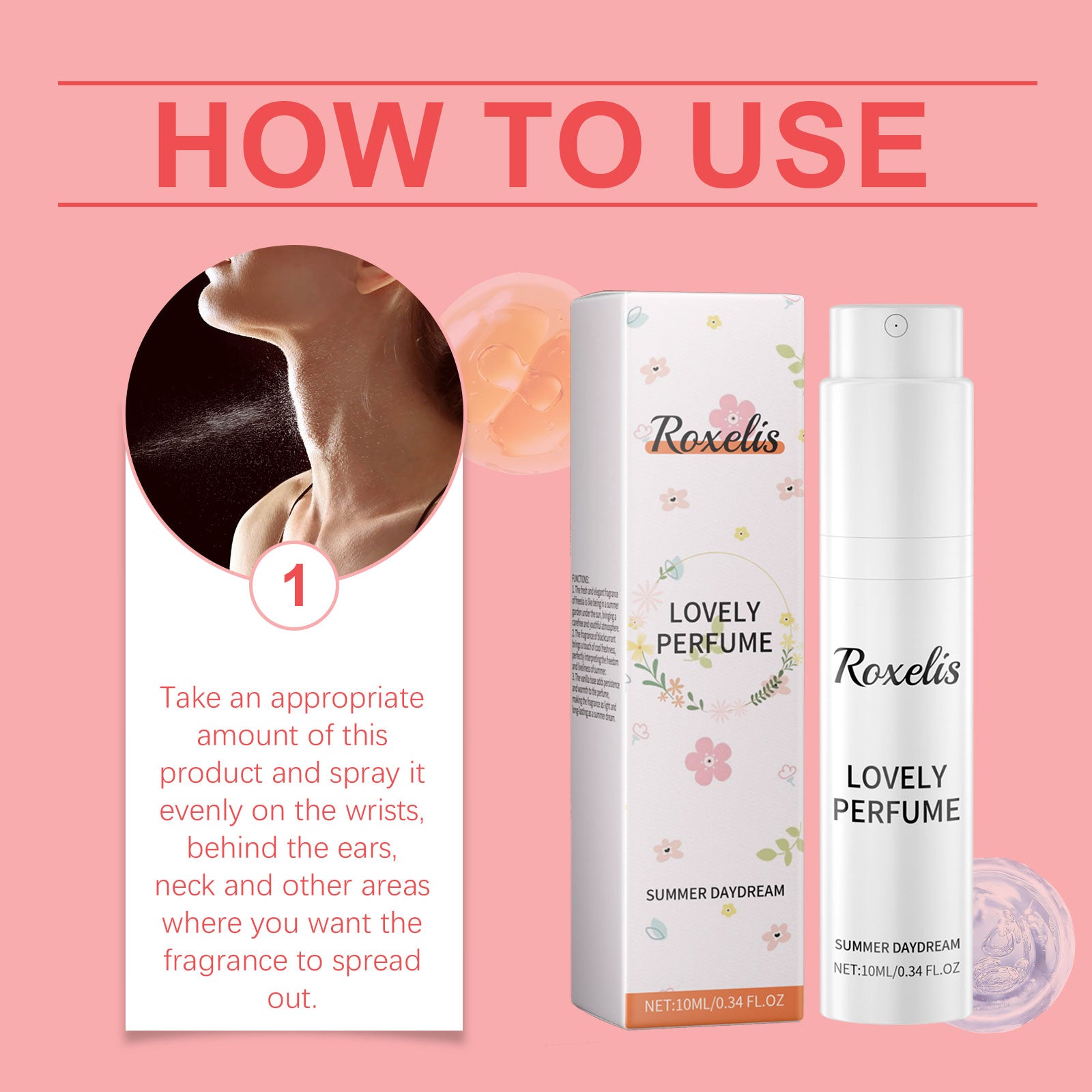 Freesia Spin Perfume Spray, Women Exude Long-Lasting Charm Fresh Elegant Light Fragrance Portable Sample Perfume