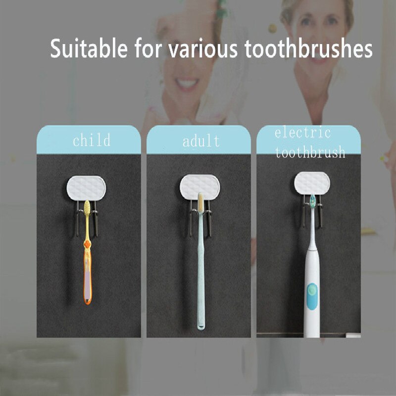 Toothbrush Holder Rack Self-adhesive Shaver Toothbrush Cup Space Saving Bathroom Stand Storage Stainless Steel Wall-mounted Rack