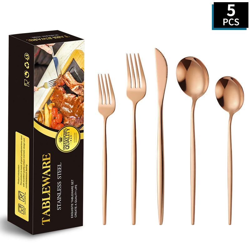 Gold Stainless Steel Cutlery Set | 4-Piece Portuguese Design Royal Beauty Queen