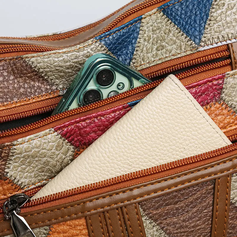 Splicing color blocking large capacity shoulder bag eprolo