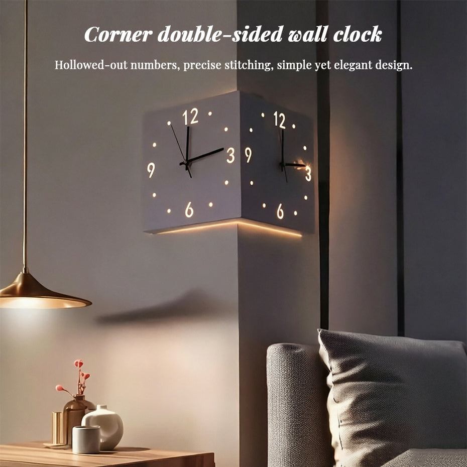 Nordic LED Corner Clock | Silent Dual-Glow Wall Clock for Home eprolo