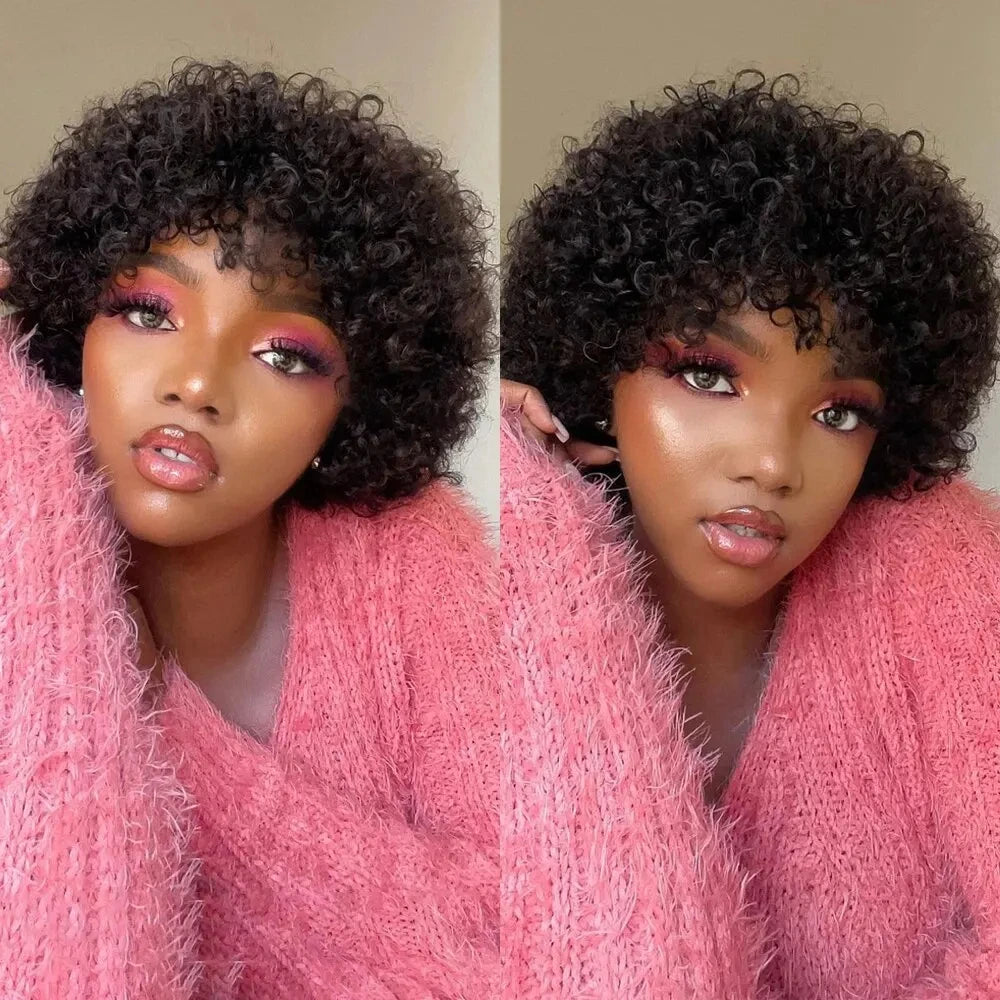 Large Bouncy Afro Kinky Curly Wigs For Black Women Glueless Pre Plucked  Wig Brazilian Virgin Remy Human Hair Wigs