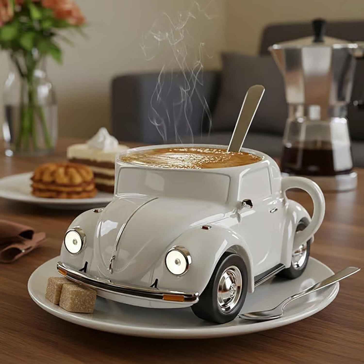 Creative Beetle Mug with 304 Stainless Steel Inner Core and Resin Craft, Beetle Design Coffee Mug