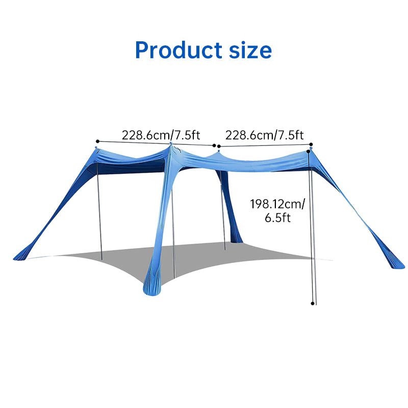 Family beach tent, large pop-up parasol, beach shelter, sun shade. Stable poles with portable carry bag. Outdoor shade. by eprolo