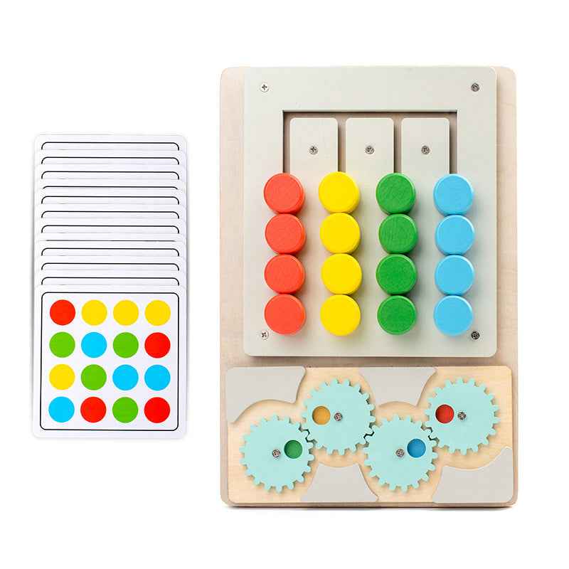 Wooden children's early education 2-in-1 four-color game color matching exercise wrist coordination puzzle toy
