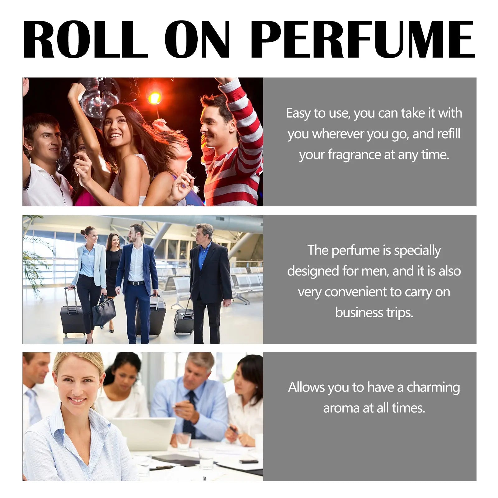 Roll On Perfume, Travel Pack Concentrated Long Lasting Fragrance Body Fragrance Natural Fresh Light Fragrance Ball Perfume eprolo