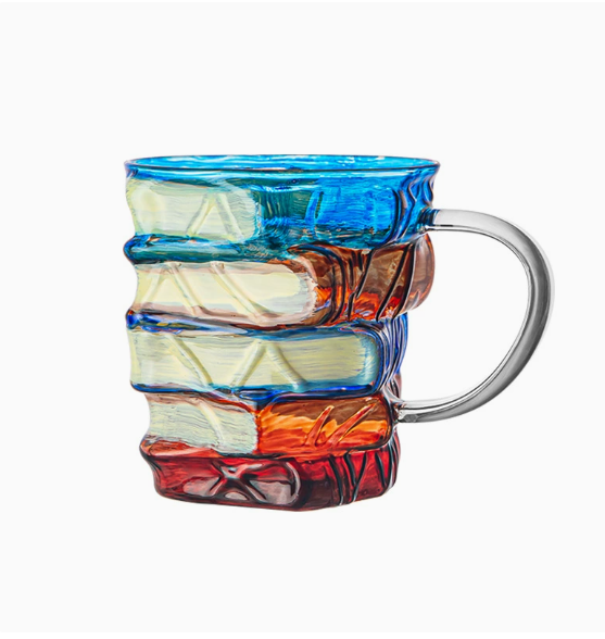 Stacked Book Glass Mug | 350ml Borosilicate Coffee & Tea Cup eprolo