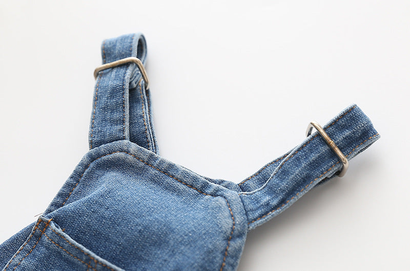 Washed Denim Comfortable Stretchy Jeans Pet Overalls