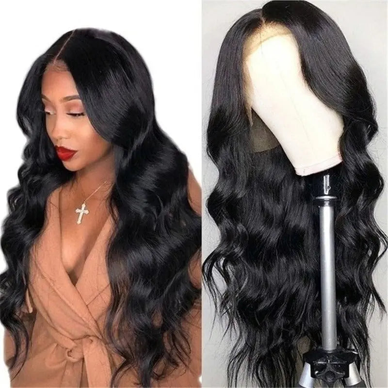Wig for women El and American medium-parted long curly hair African black large wave chemical fiber full headgear wig eprolo