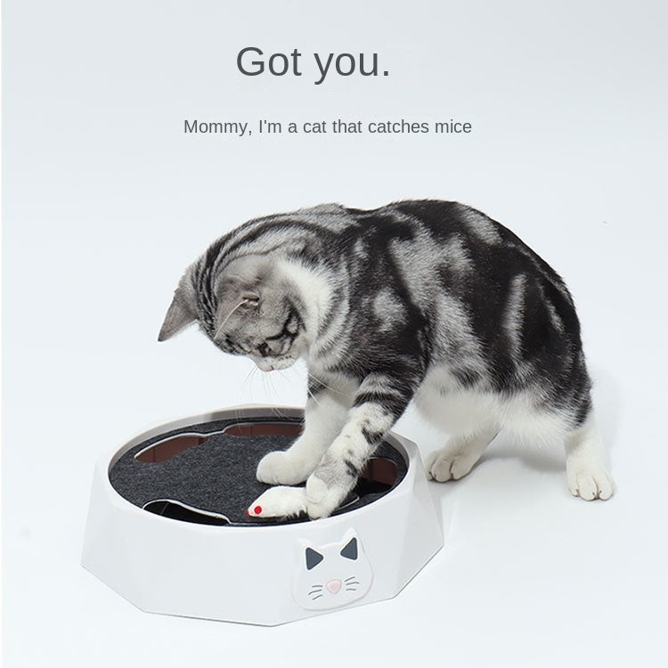 Pet Electric Cat Toy Plush Mouse Cat Spinner Two-Speed Adjustable Automatic Interactive Whack-a-Mole Toy