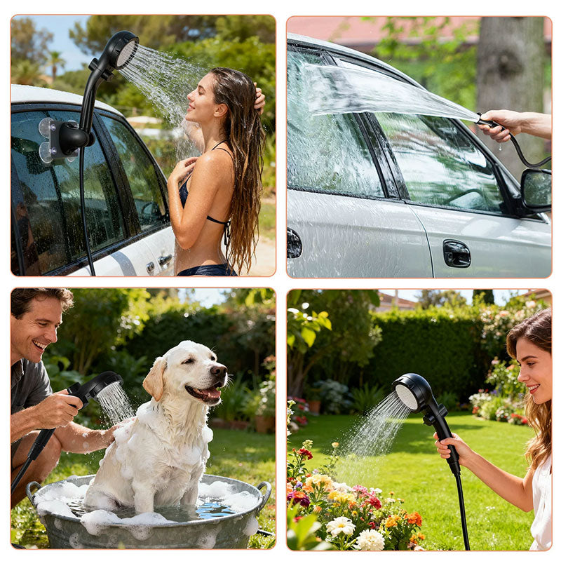 Portable Outdoor Shower Kit, 6000mAh Rechargeable Water Pump with Display for Camping & Pet Bath by eprolo