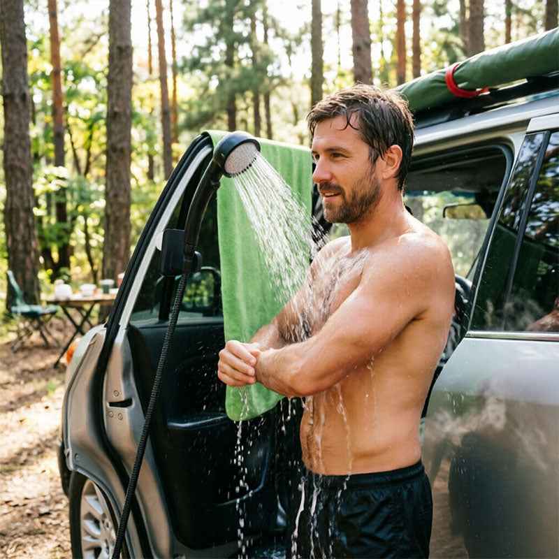 Portable Outdoor Shower Kit – 6000mAh Rechargeable Water Pump with Display for Camping & Pet Bath