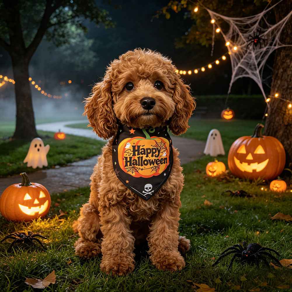 Halloween Pet Bandana Printed Dog Scarf Cat Neckwear