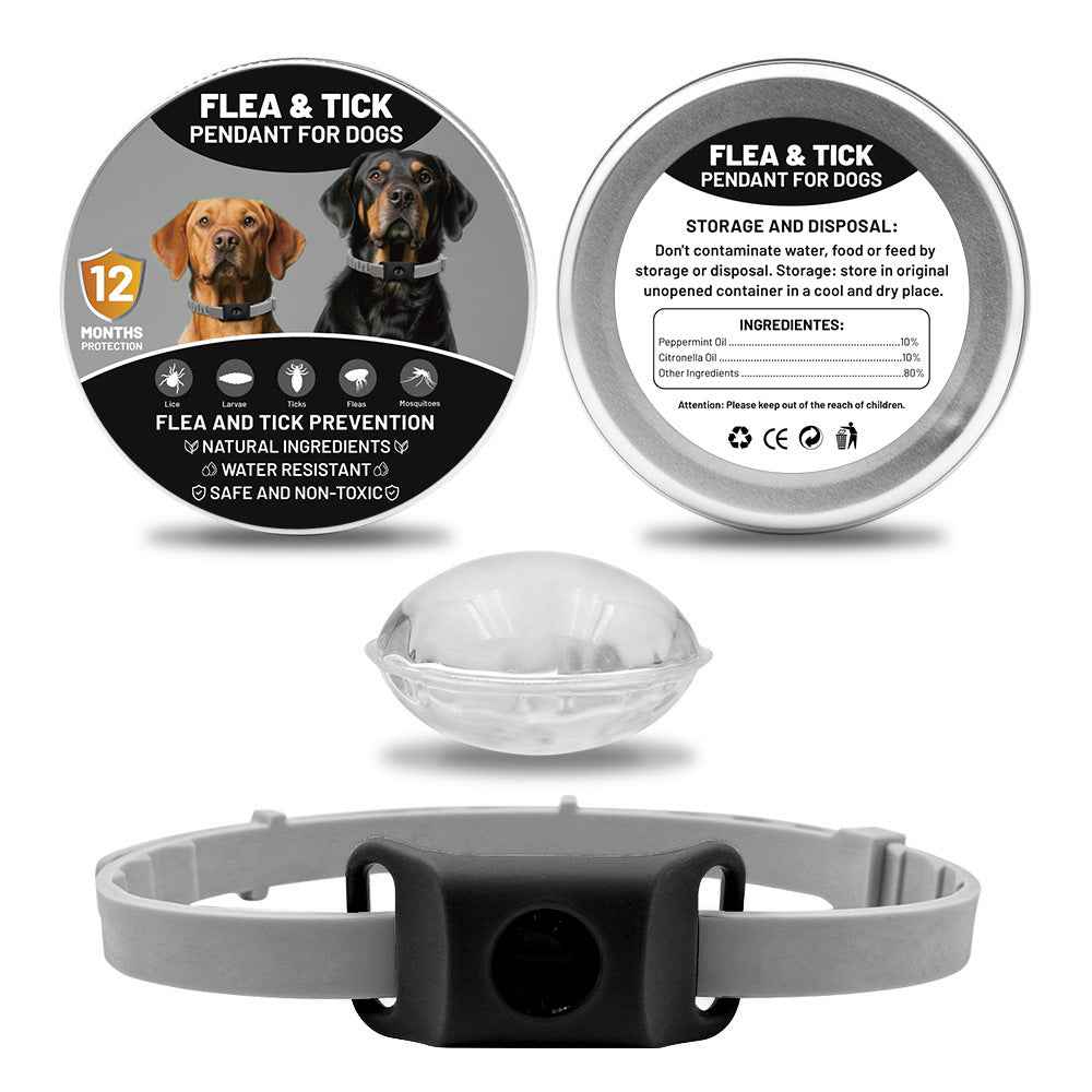 Pet Cat Dog Flea and Tick Prevention Silicone Collar with Insect Repellent Tag, Anti-Flea and Anti-Tick