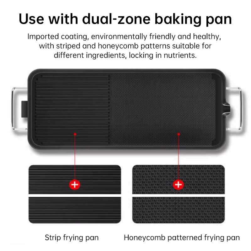 1500W Electric Teppanyaki Grill, Smokeless Non-Stick Griddle, Portable Tabletop BBQ Plate with Adjustable Temp