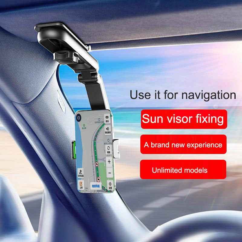 Car Sun Visor Phone Holder – Clip-On Navigation Bracket for All Smartphones
