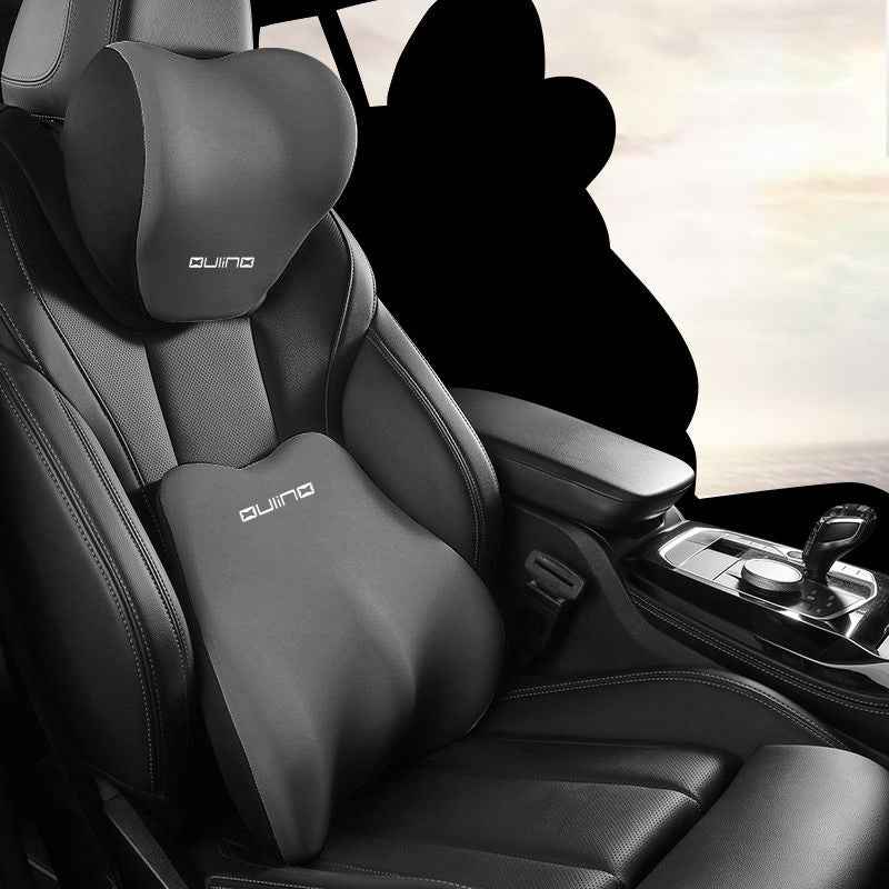 Car Headrest Neck Pillow & Lumbar Waist Support Set – Memory Foam Comfort