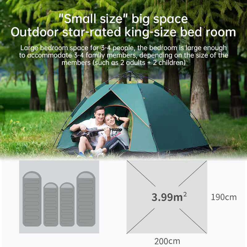 Quick-Deploy Green/White Outdoor Tent, Comfortably Accommodating 3-4 People on Camping Trips by eprolo