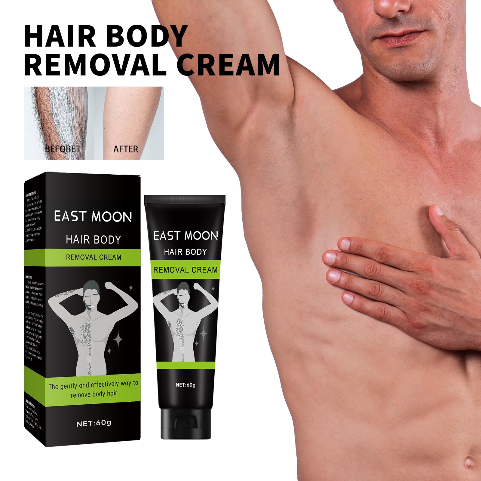 Men's Body Hair Removal Cream Underarm Arm Leg Gentle Non-Irritating Moisturizing Clean Hair Removal eprolo