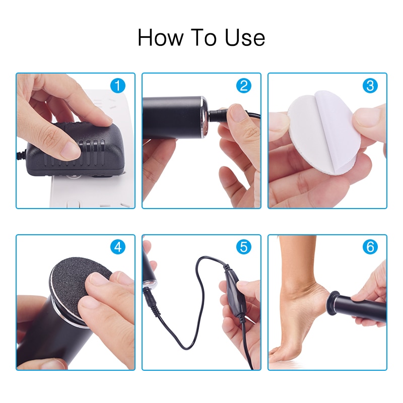 Electric Pedicure Tools Foot Care File Leg Heels Remove Dead Skin Callus Remover Feet Clean Care Machine & Replacement Sandpaper eprolo