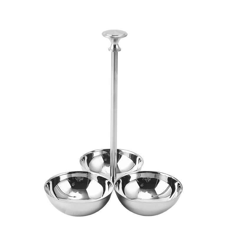 Stainless Steel Divided Serving Tray with Dip Bowls, Snack & Chip Dip Server Set, Condiment Display Stand