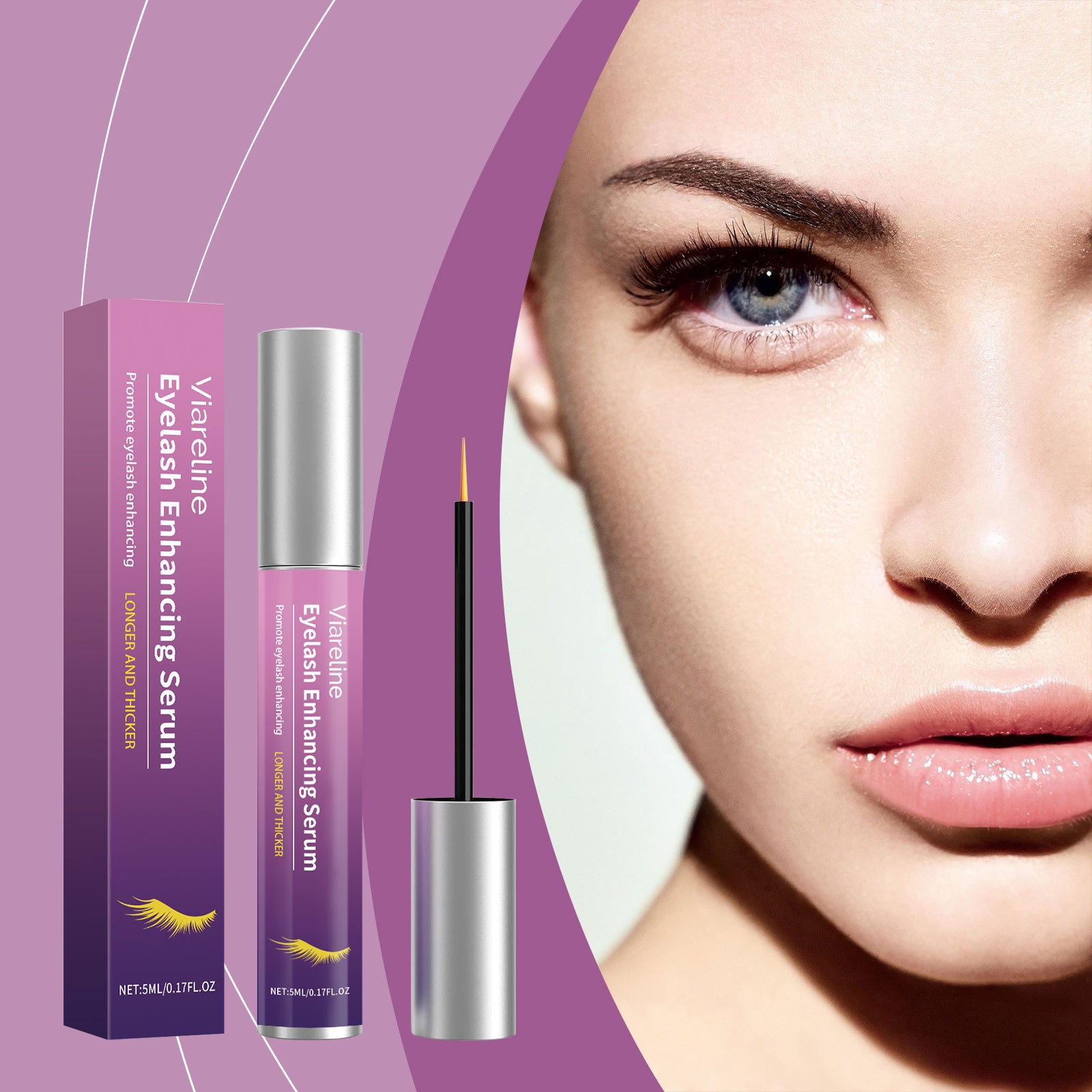 Viareline Eyelash Enhancing Serum, Beautiful Eyelash Roll Become Warped Natural Powder Long Lasting Makeup Moisturizing