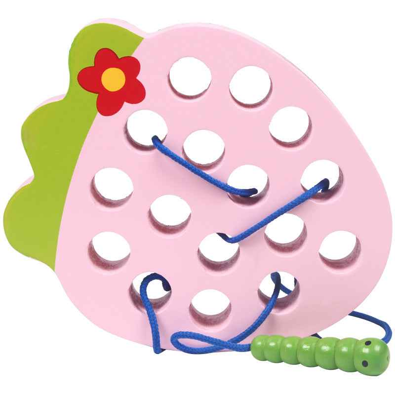 Insects Eat Apples 0.33 Threading Hands On Toys Children's Early Education Puzzle Wooden Toys Montessori Early Education Beads Threading Building Blocks Threading Game Building Blocks
