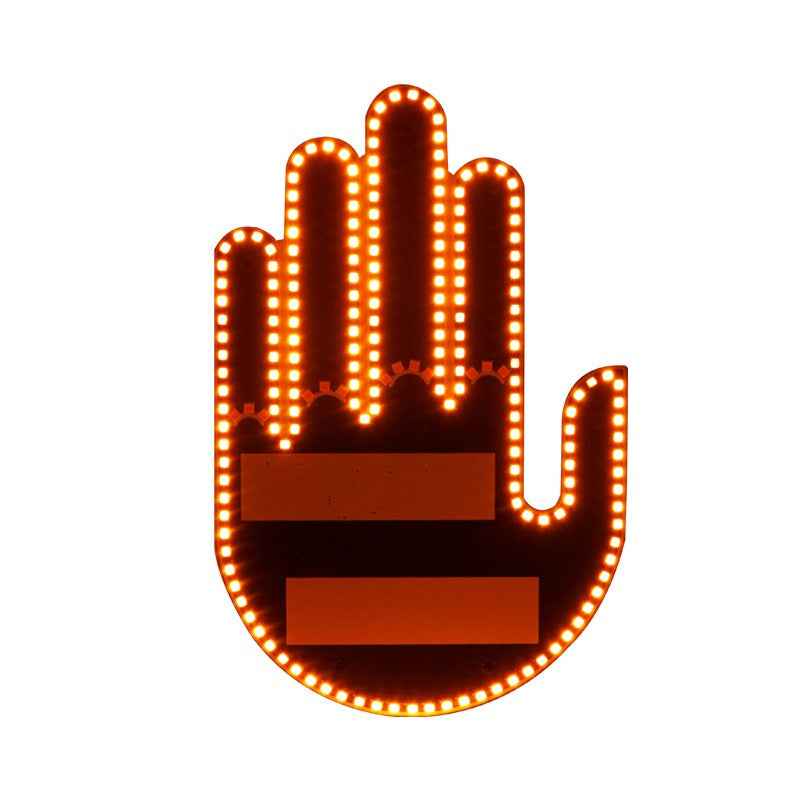 Funny LED Gesture Car Sign - 12V Novelty Middle Finger Back Window Light for All Cars