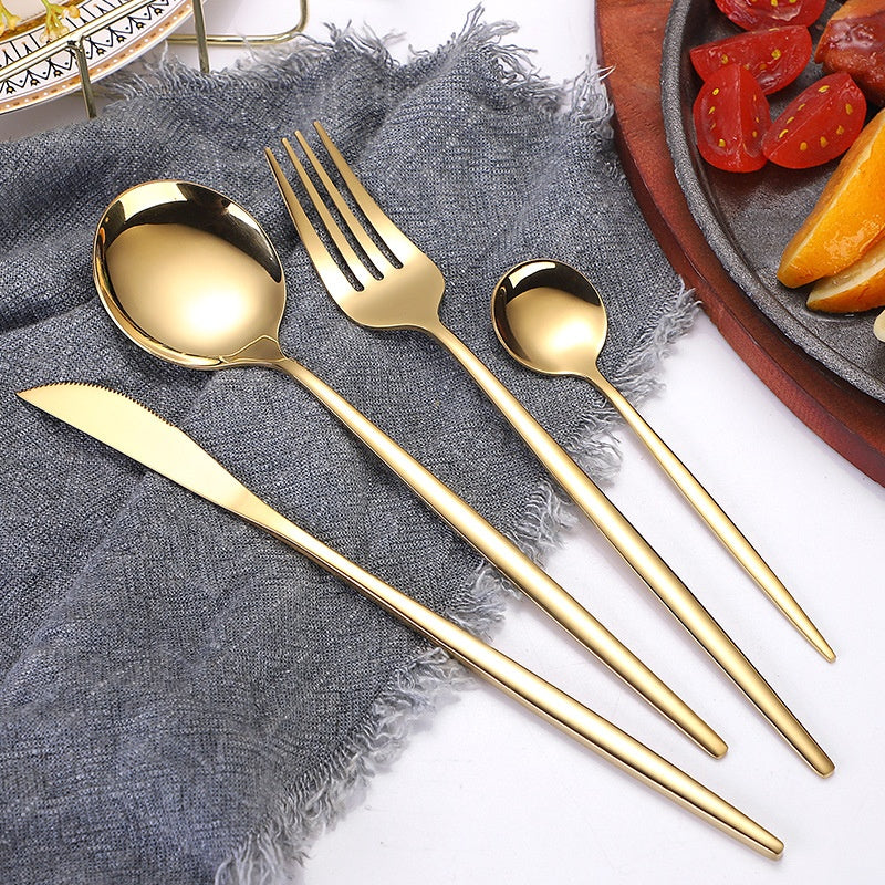 Gold Stainless Steel Cutlery Set | 4-Piece Portuguese Design Royal Beauty Queen