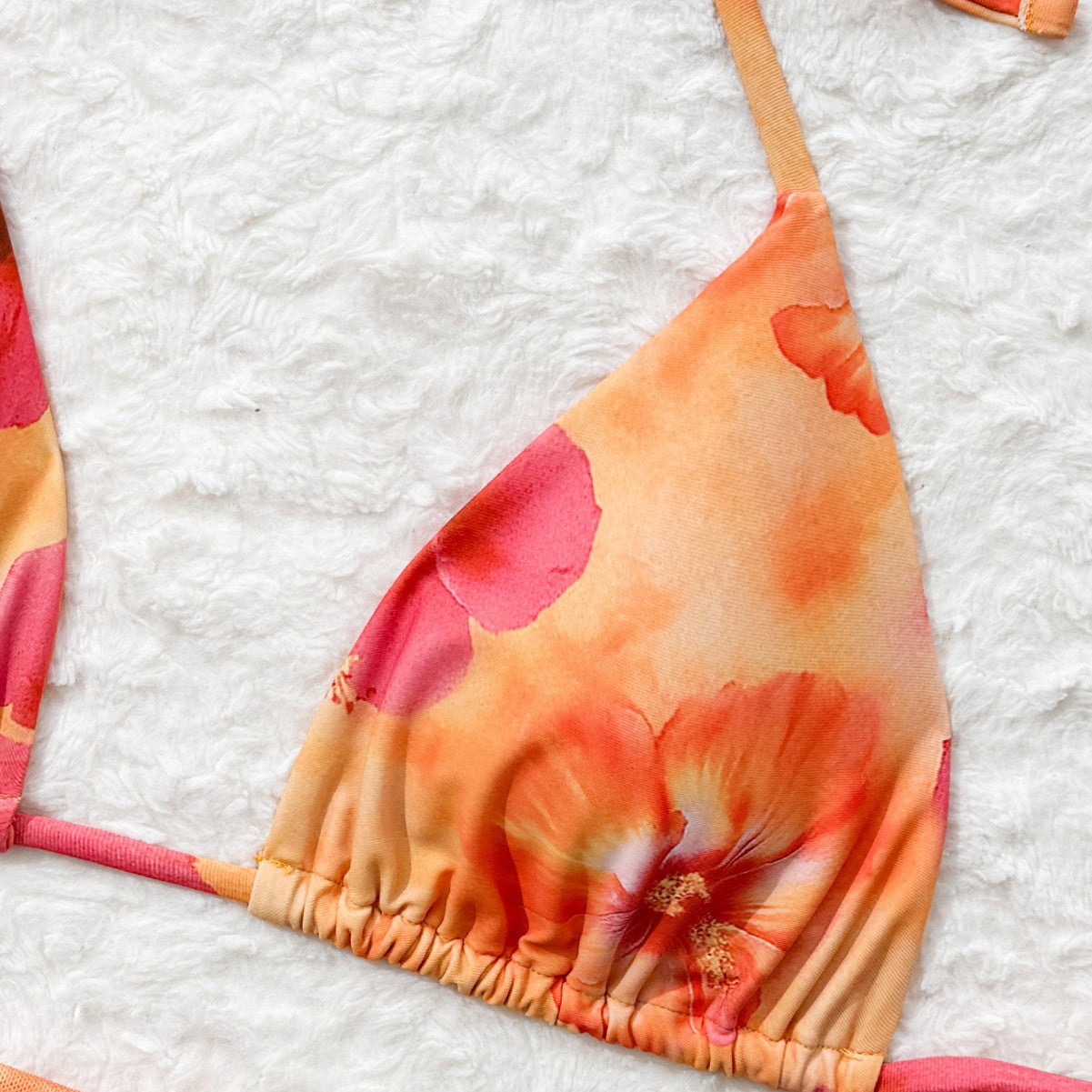Lady Vacation Color Gradient Floral Print Tie-Up Wrap Bikini Set Women's Three-Piece Swimsuit