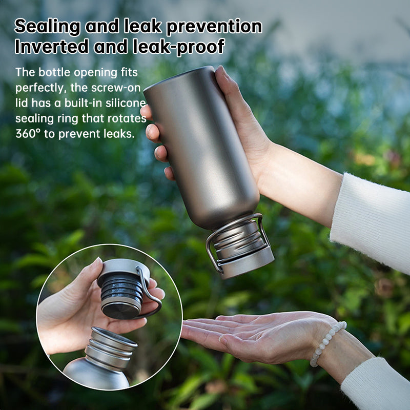 Pure Titanium Water Bottle, Lightweight Single-Wall Wide Mouth for Sports, Camping, Travel