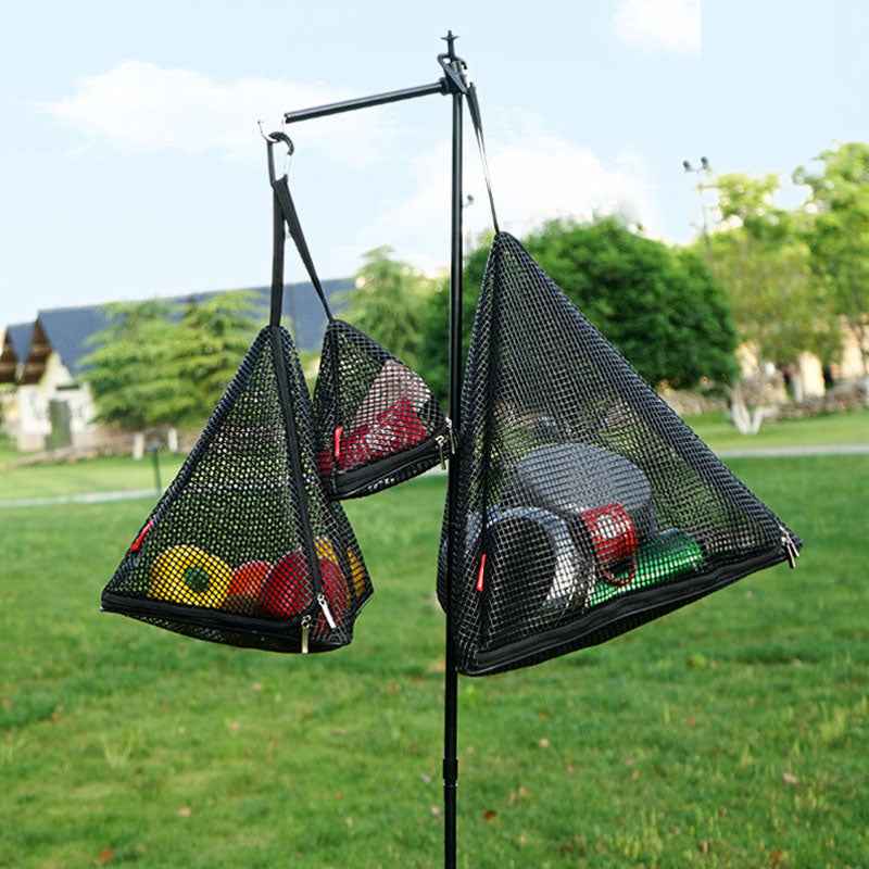 Outdoor Triangular Hanging Net – Foldable Sun Drying & Camping Storage Basket, PVC Mesh Bag