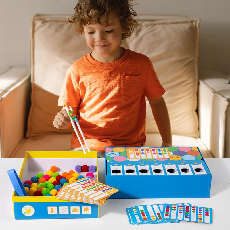 Montessori enlightenment early education clip ball classification game children's color matching toy