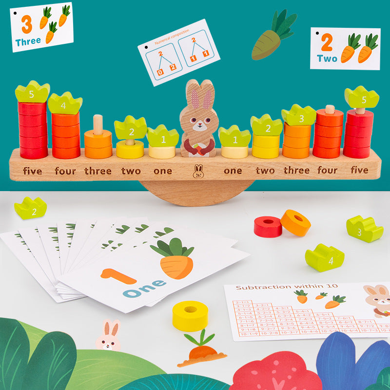 Children's Early Education Puzzle Rabbit Balance Counting And Counting Science Education Number Addition And Subtraction Enlightenment Toys