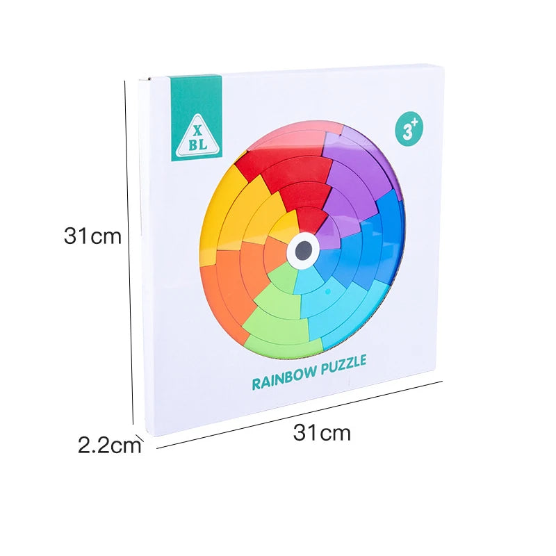 Children's puzzle blocks puzzle boards rainbow colors shape recognition early education puzzle toys tabletop games ﻿